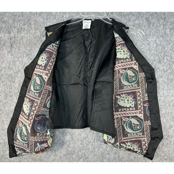 Vintage Bobbie Brooks Tapestry Vest Fruit Peach Grapes Pear Cherries Women’s L - Picture 3 of 10